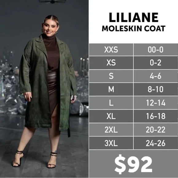 LuLaRoe Luxe Liliane Moleskin Vegan Suede Coat 3XL Tan Belted Super Soft NWT - Picture 14 of 14